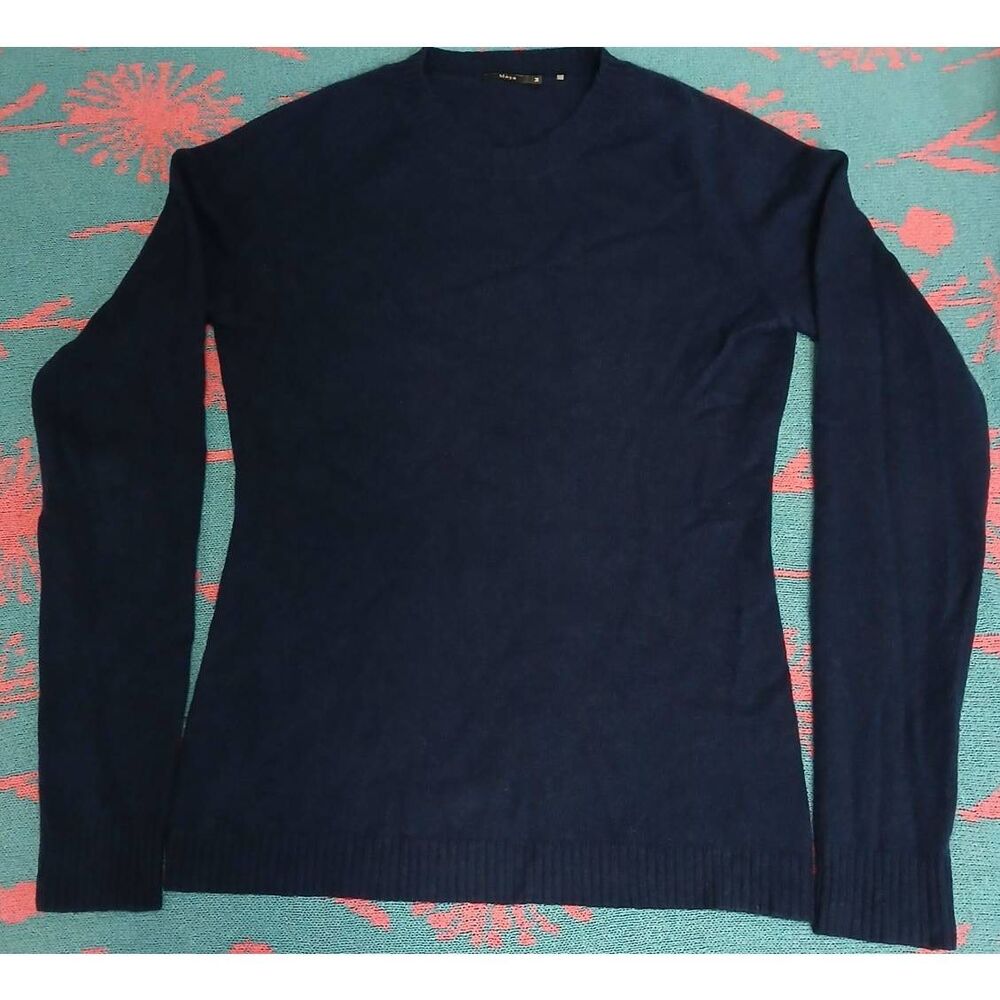 Maya cashmere sweater womens medium navy blue 100% cashmere crewneck pullover